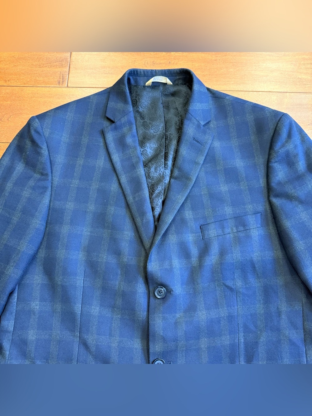 Originals 1926 Haggar Blue Tartan Plaid 2-Button Single Breasted 44S - Picture 2 of 12